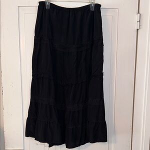 Women’s Tiered Maxi Skirt Black Large-XL Lace WhimsyGoth Boho Dark Fairy Grunge